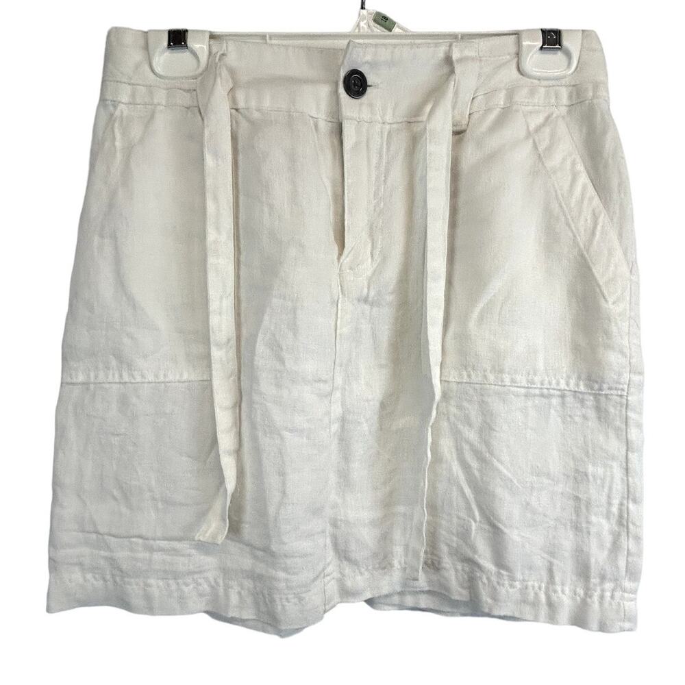 SKU 2044 Merona Skirt Size 4 Linen Lined White Women Vintage 31" x 18"